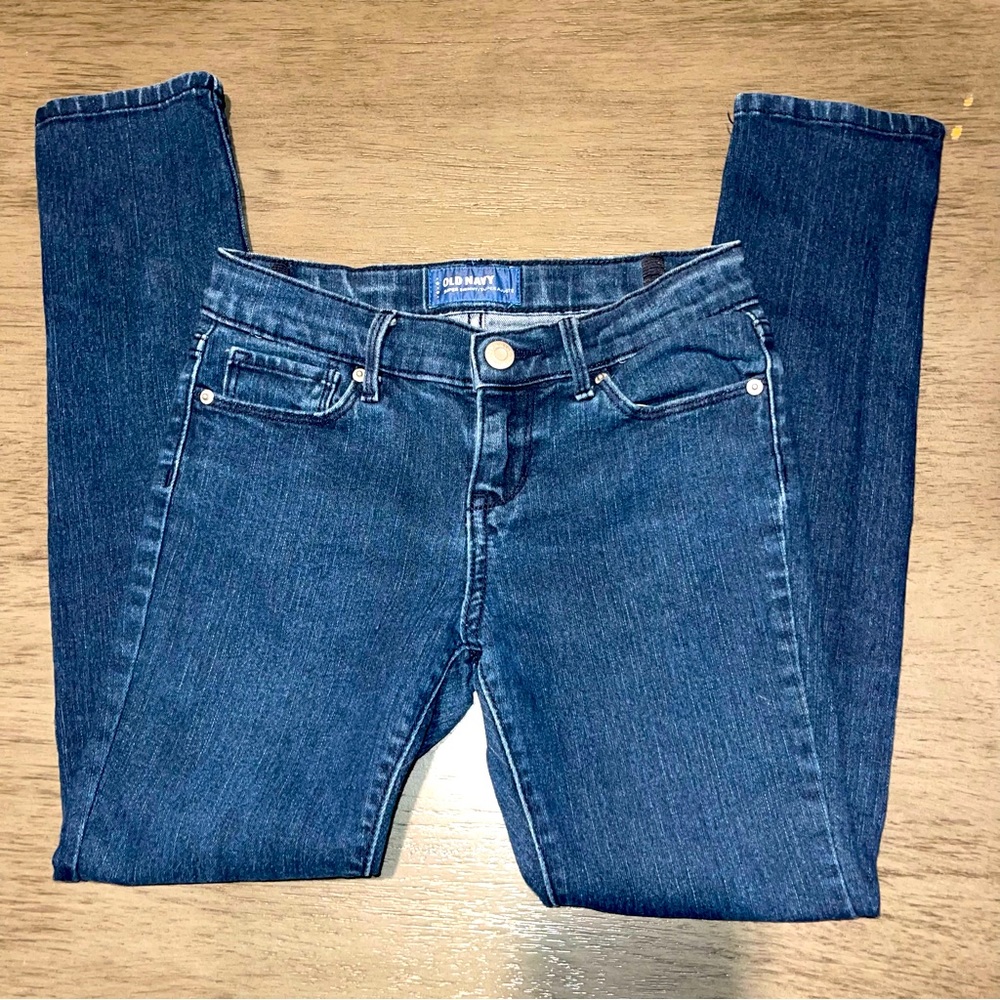 GIRLS/YOUTH Old Navy Jeans Size 8 Super Skinny Dark Blue Stretch Denim Slim KIDS